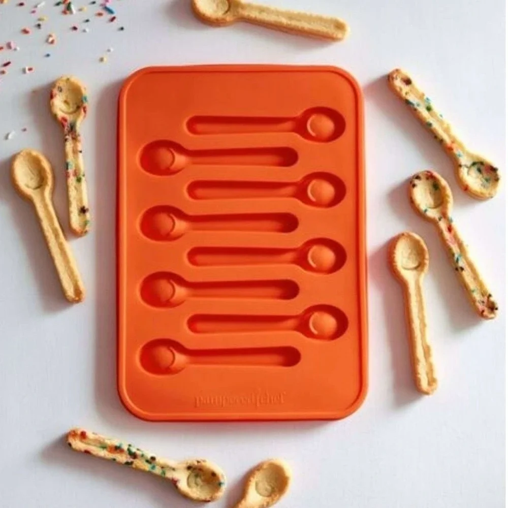 Pampered Chef Orange Silicone Spoon Mold‎ 1518 Cookie Chocolate Candy